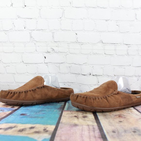 LL BEAN Wicked Good Shearling Moc Slippers Size 12 - Picture 2 of 9